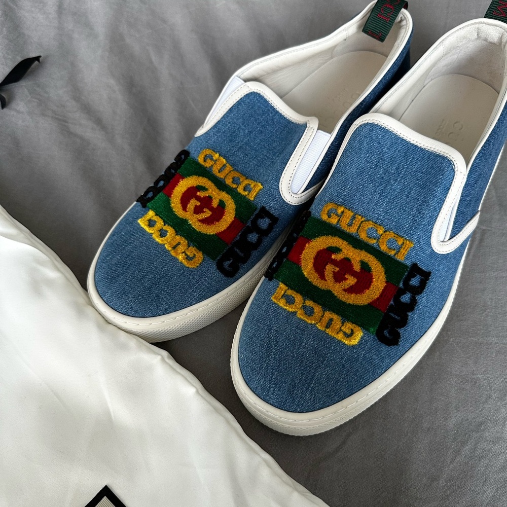 Gucci Blue Slip-On Shoes